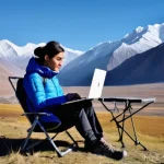 Home 22 타지키스탄의 인터넷 환경 - **Prompt 1: Digital Nomad in the Pamir Mountains with Starlink**
A young female digital nomad, a...